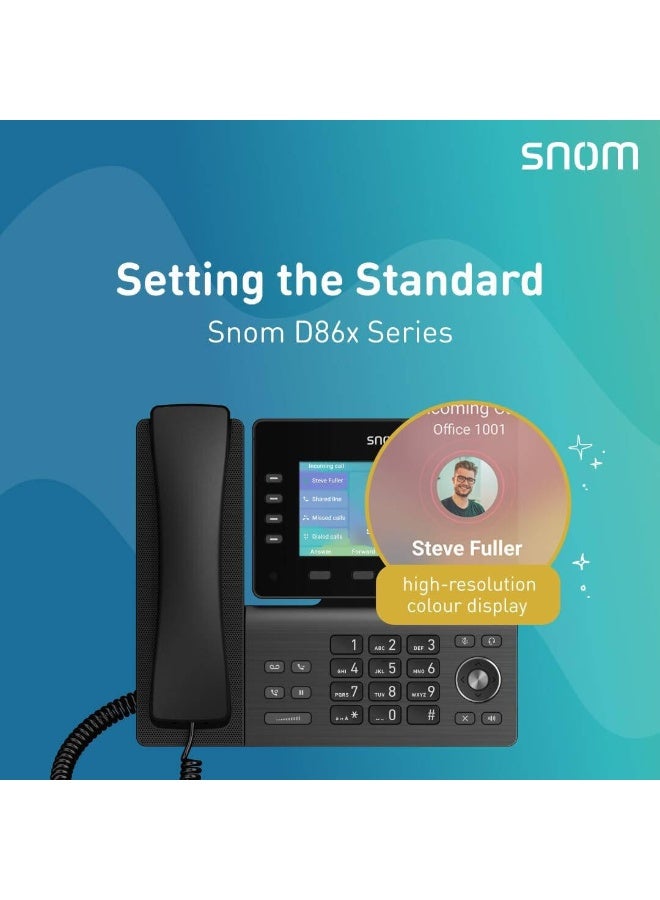 Snom هاتف سنام D862 VOIP المكتبي، شاشة ملونة IPS بحجم 5 إنش، اتصال USB 2.0، 8 مفاتيح وظائف قابلة للبرمجة، تحسين تقليل الضوضاء - Image 4